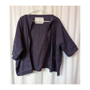 notPERFECTLINEN Linen cardigan jacket SINTRA, Eggplant, One Size